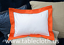 Baby Hemstitch Pillow Sham 12x16. White Hot Orange border
